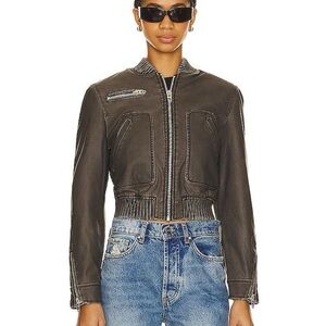Blank NYC Black Leather Bomber Jacket
